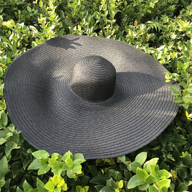 25CM Wide Brim Oversized Beach Hats For Women Large Straw Hat UV Protection Foldable Sun Shade Hat Wholesale Dropshipping