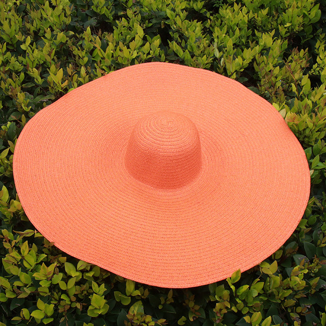 25CM Wide Brim Oversized Beach Hats For Women Large Straw Hat UV Protection Foldable Sun Shade Hat Wholesale Dropshipping