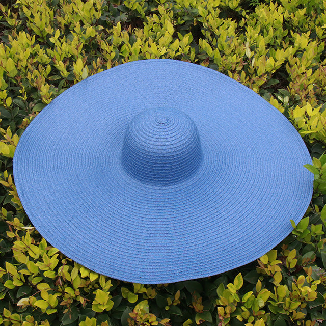 25CM Wide Brim Oversized Beach Hats For Women Large Straw Hat UV Protection Foldable Sun Shade Hat Wholesale Dropshipping