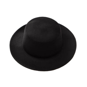 New Classic Solid Color Felt Fedoras Hat for Men Women artificial wool Blend Jazz Cap Wide Brim Simple Church Derby Flat Top Hat