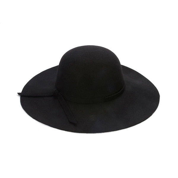 Chapeau Hot Sale Casual Fedora Cap Wide Brimmed Dome Hats High Quality Wool Floppy Hat Womens Black Cloche Hats