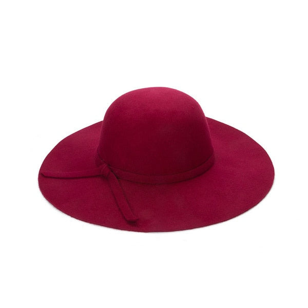 Chapeau Hot Sale Casual Fedora Cap Wide Brimmed Dome Hats High Quality Wool Floppy Hat Womens Black Cloche Hats