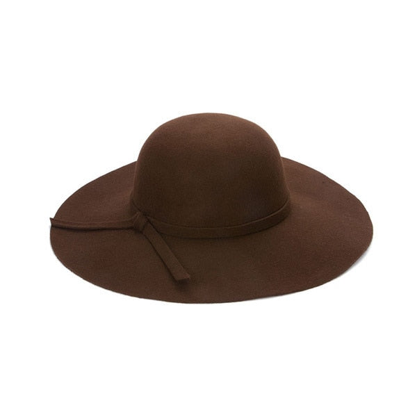 Chapeau Hot Sale Casual Fedora Cap Wide Brimmed Dome Hats High Quality Wool Floppy Hat Womens Black Cloche Hats