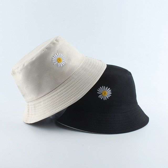 Summer Daisies Bucket Hat Women Fashion Cotton Beach Sun Hats Reversible Bob chapeau Femme Floral Panama Hat Fisherman Hat