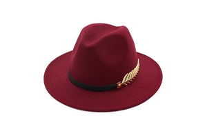 YOYOCORN  Fedoras Big Brim Hats For Women British Style Vintage Church Hats Lady Flat Brim Fedoras Autumn Winter Womens Felt Hat