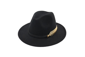 YOYOCORN  Fedoras Big Brim Hats For Women British Style Vintage Church Hats Lady Flat Brim Fedoras Autumn Winter Womens Felt Hat