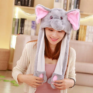 Moving Ears Cartoon Toy Hat Girls 2020 New Airbag Kawaii Cute Animal Hat Funny Toy Cap Kids Plush Birthday Gift Fur Hats Women