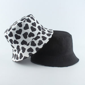 2020 New Fashion Reversible Black White Cow Print Bucket Hat Summer Sun Caps For Women Men Fisherman Hat