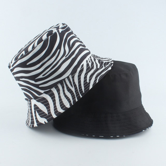 2020 New Fashion Reversible Black White Cow Print Bucket Hat Summer Sun Caps For Women Men Fisherman Hat