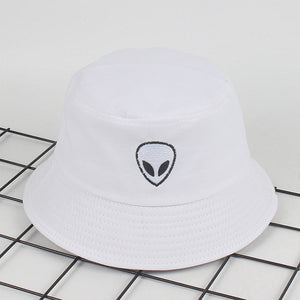 Embroidery Aliens Foldable Bucket Hat Women Men Soild Cotton Fishing Beach Sun Hats Bob Summer Outdoor Fisherman Hip Hop Caps