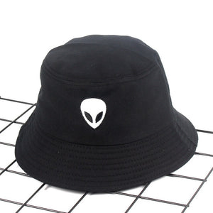 Embroidery Aliens Foldable Bucket Hat Women Men Soild Cotton Fishing Beach Sun Hats Bob Summer Outdoor Fisherman Hip Hop Caps