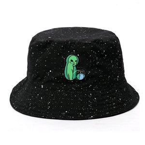 Embroidery Aliens Foldable Bucket Hat Women Men Soild Cotton Fishing Beach Sun Hats Bob Summer Outdoor Fisherman Hip Hop Caps